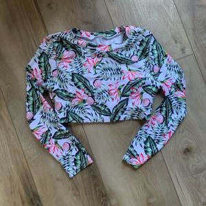 Long sleeve cropped  swimsuit top